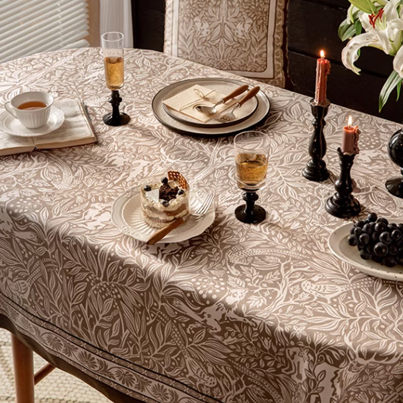 brown animal table cloth