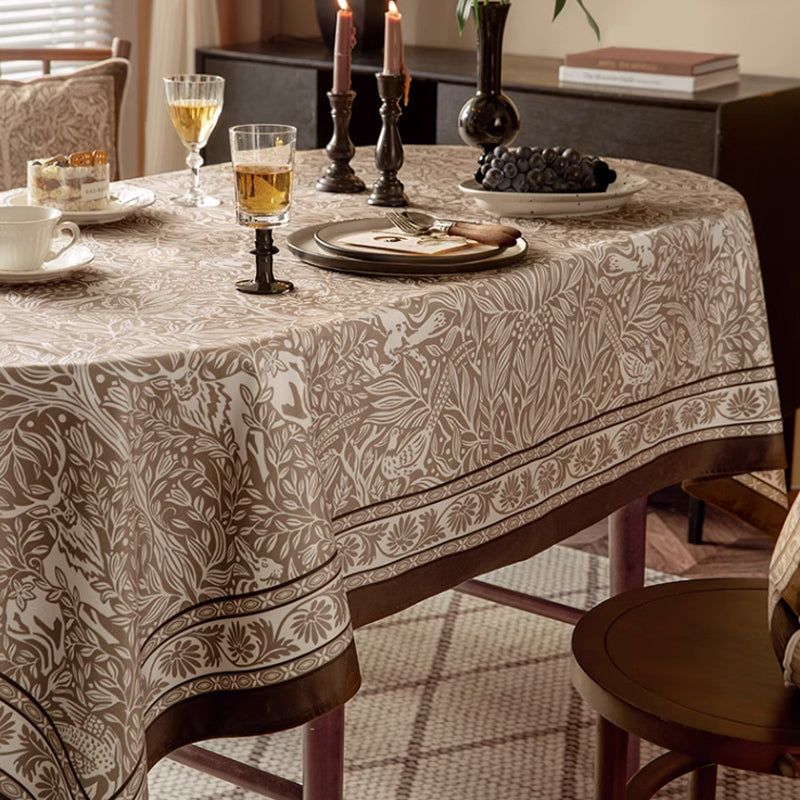 brown animal table cloth