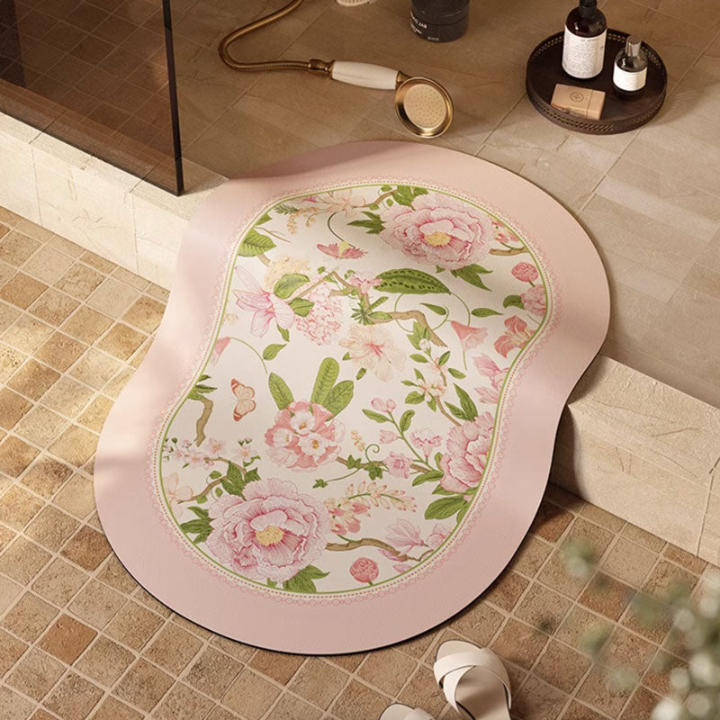 girly rose bath mat
