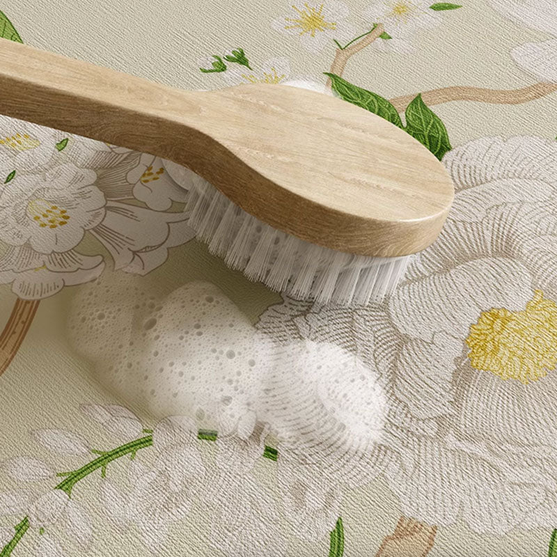 fresh green flower bath mat