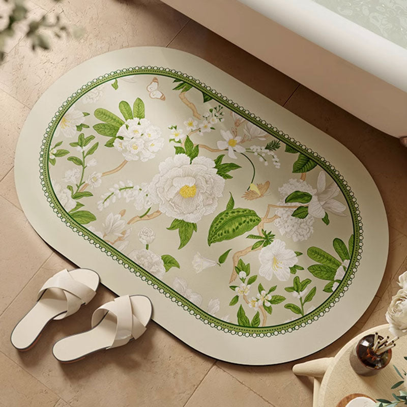 fresh green flower bath mat