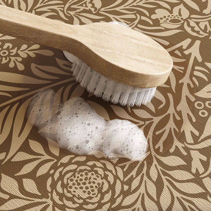 brown botanical bath mat