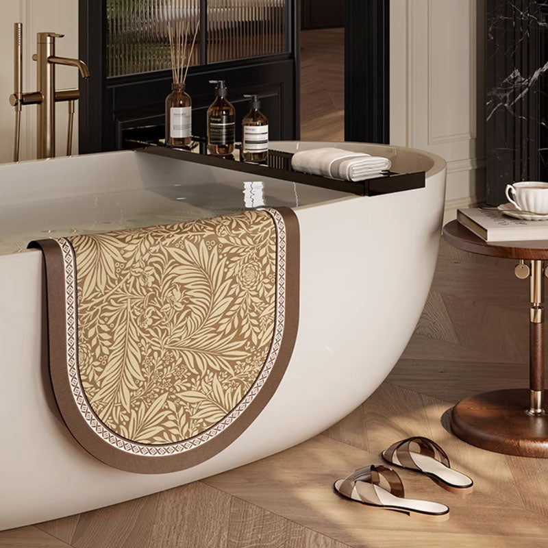 brown botanical bath mat
