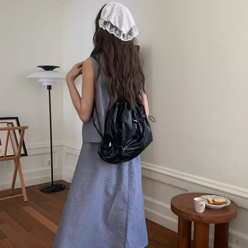 2color gather drawstring bag