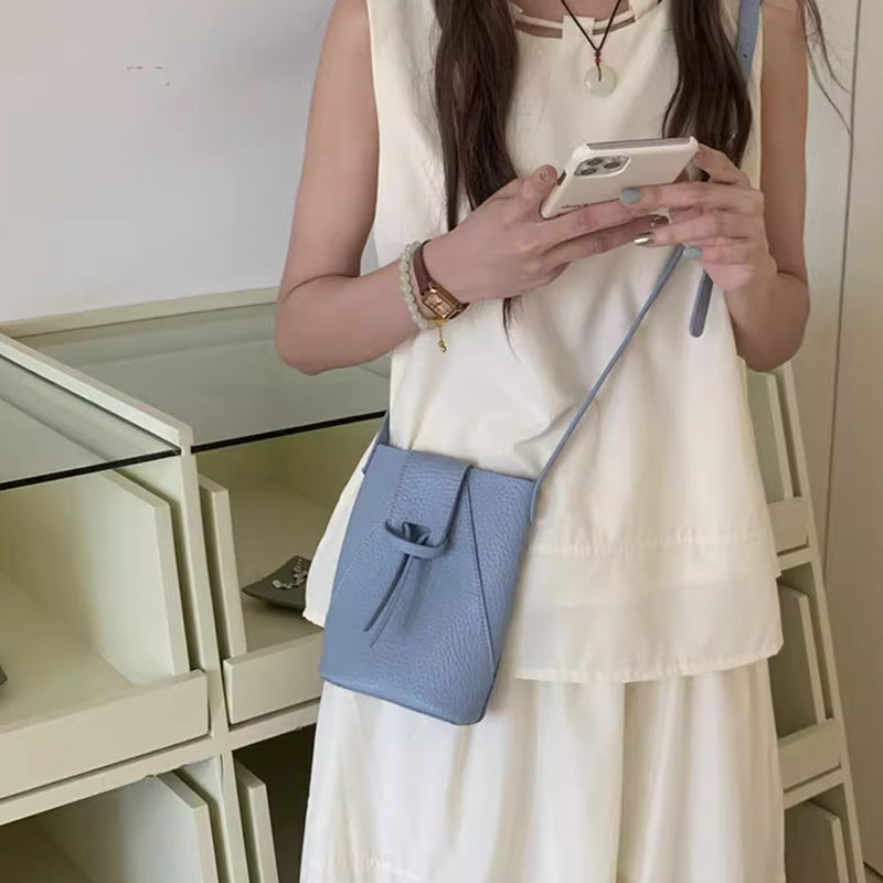 3color leather mini shoulder bag