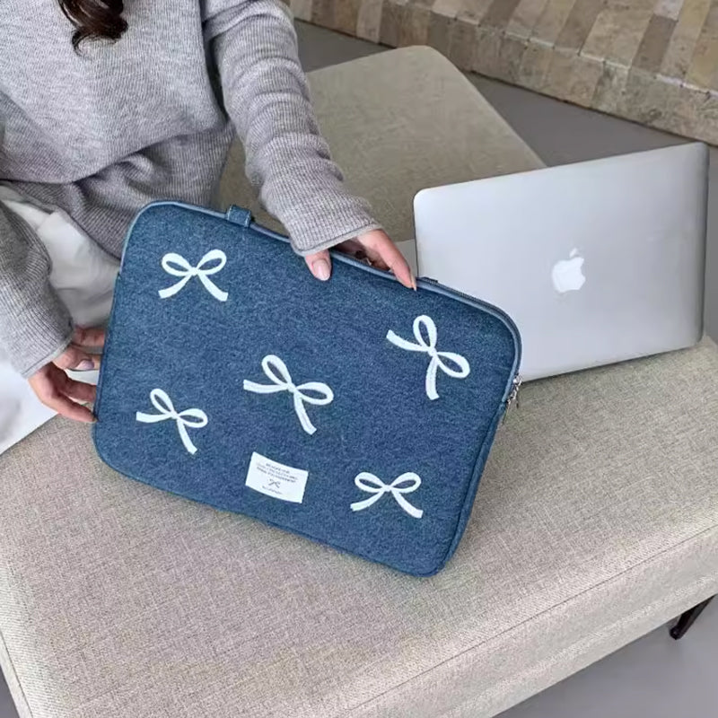 denim ribbon PC bag