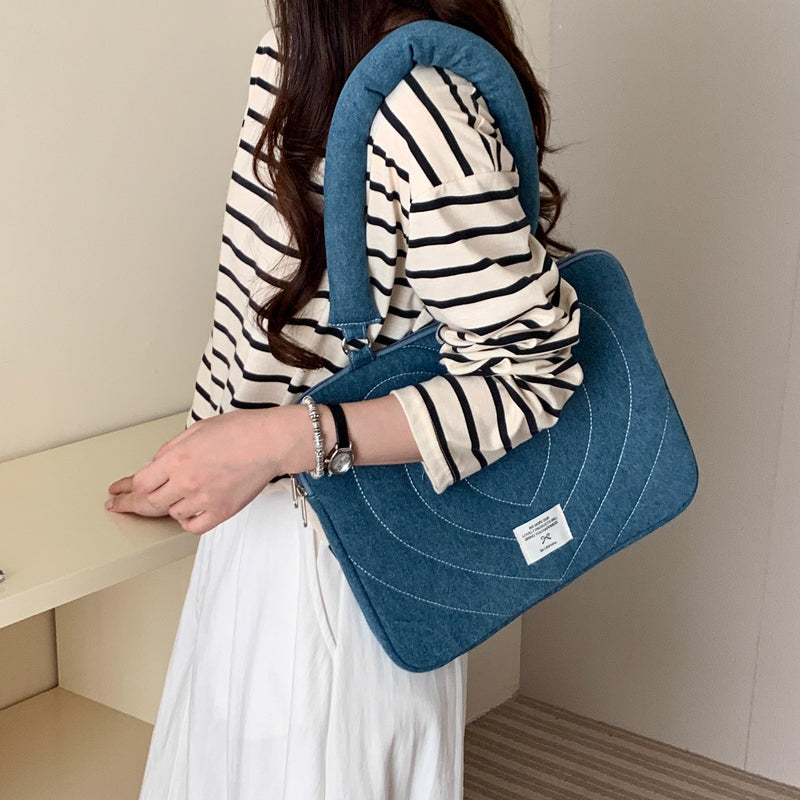 denim heart PC bag