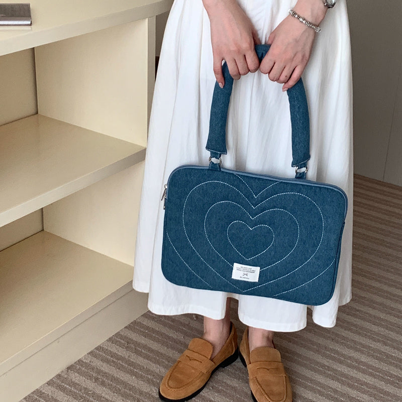 denim heart PC bag