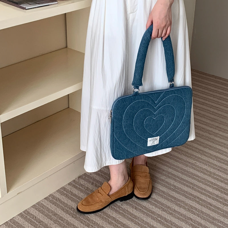denim heart PC bag