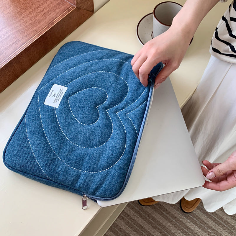 denim heart PC bag