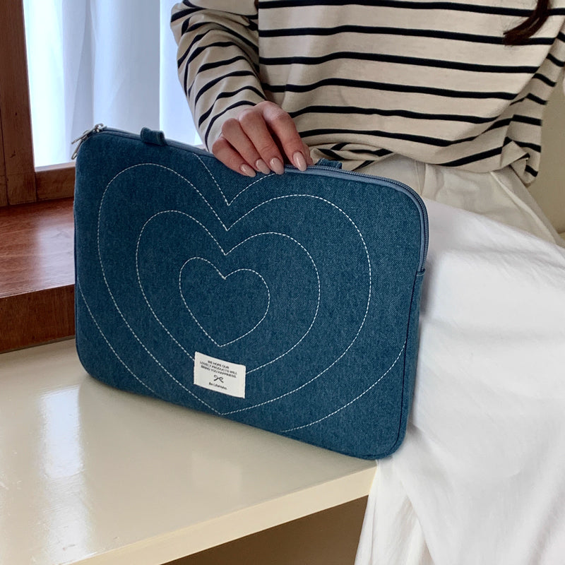 denim heart PC bag