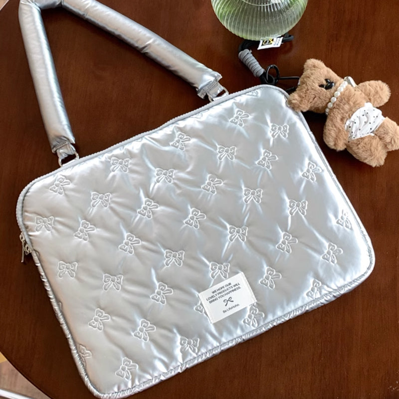 metallic silver ribbon PC bag