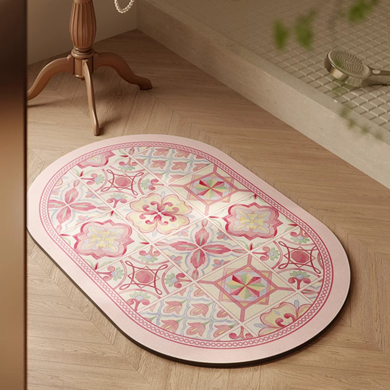 pink retro tile bath mat