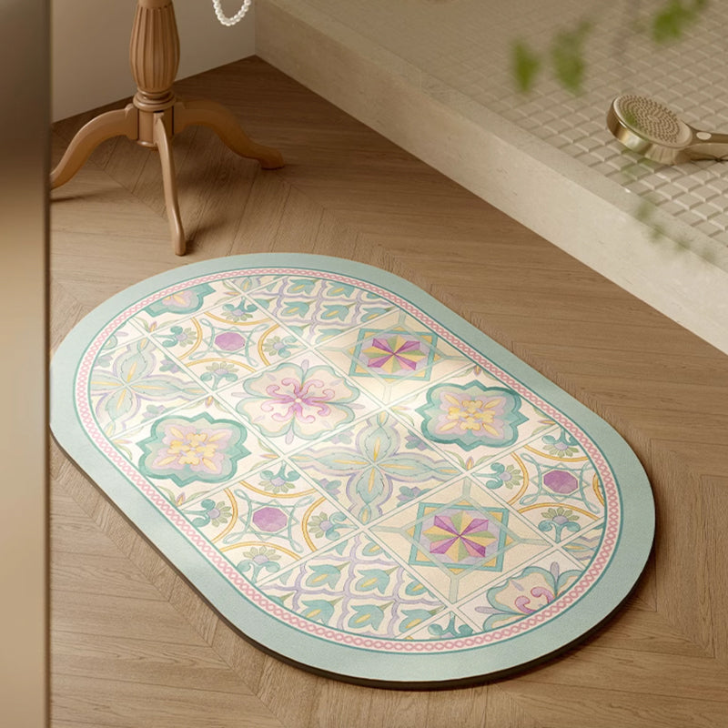 mint retro tile bath mat