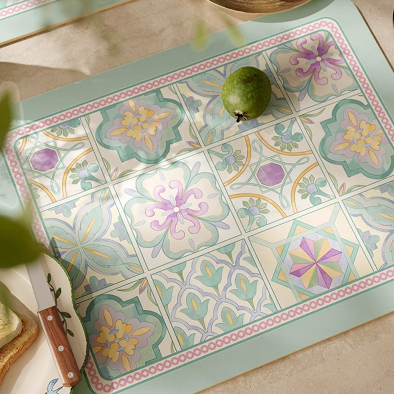 mint retro tile sink mat