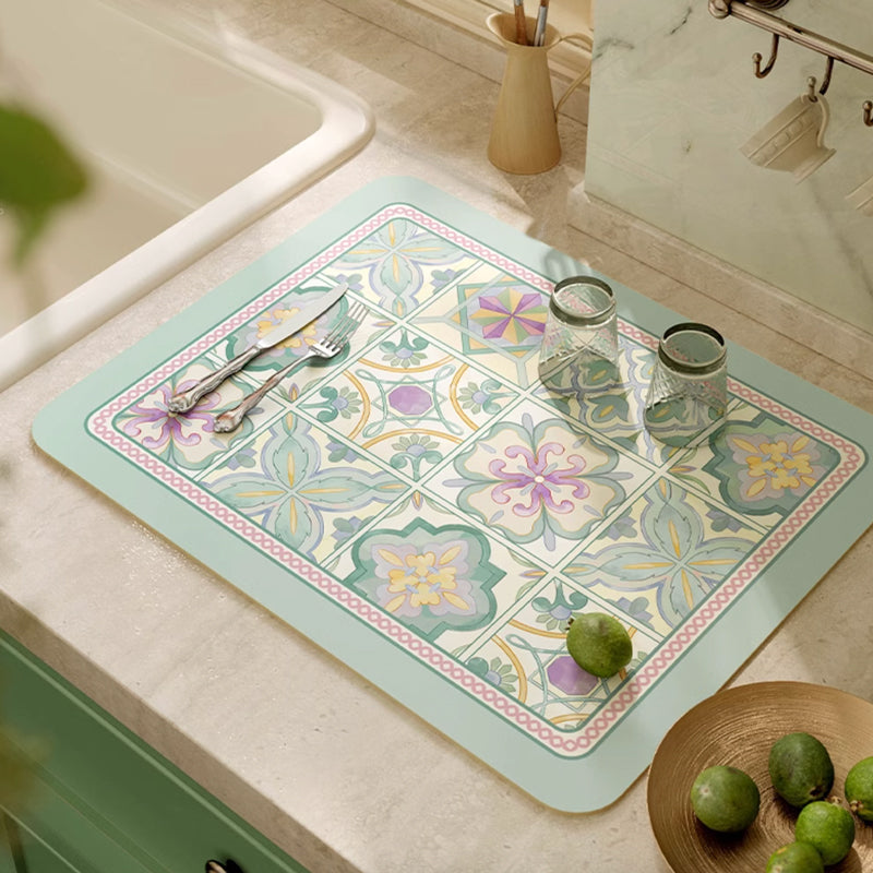 mint retro tile sink mat