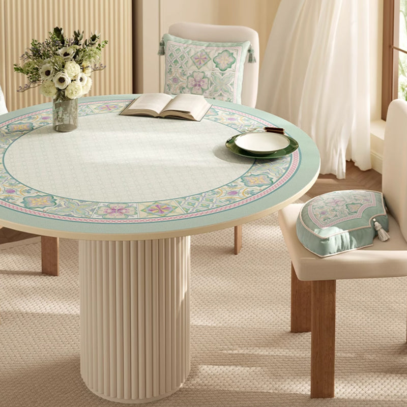 mint retro tile round table mat