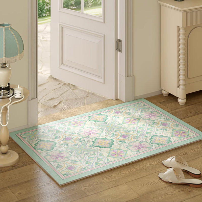mint retro tile door mat