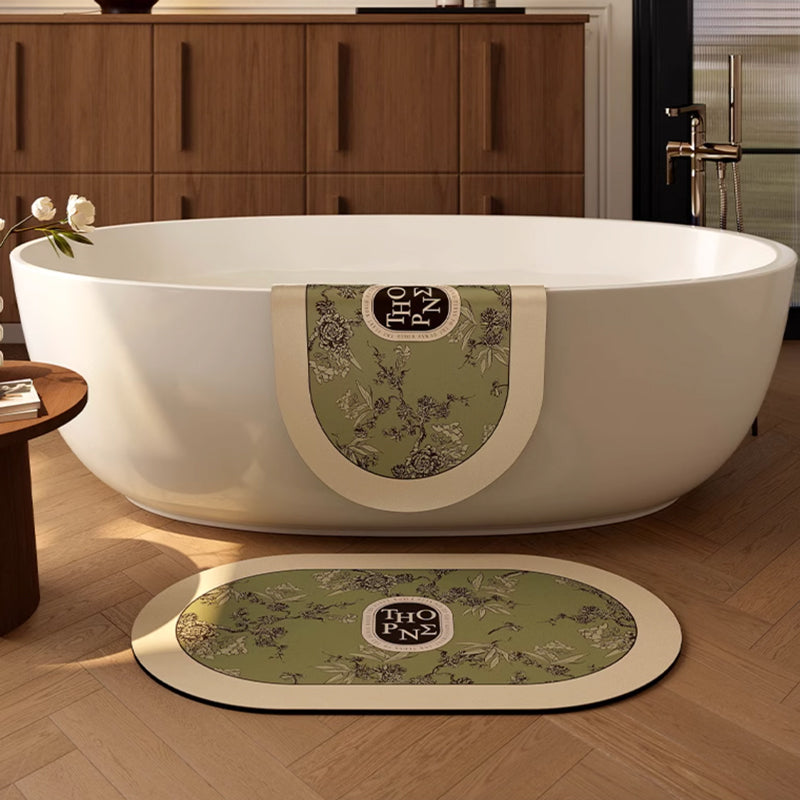 moss green flower bath mat