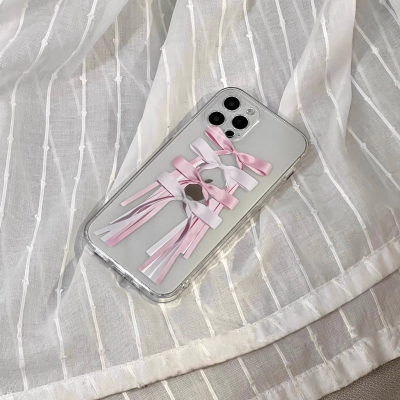 pink ribbon print iPhone case