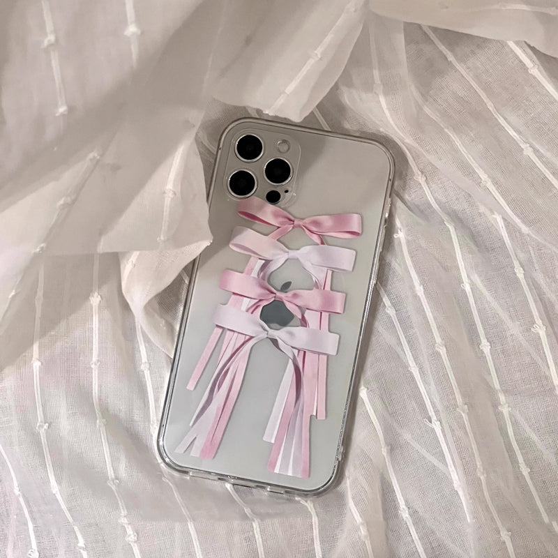 pink ribbon print iPhone case