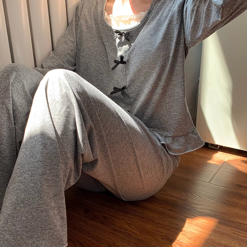 peplum gray room wear
