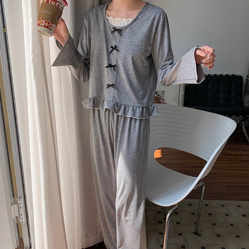 peplum gray room wear