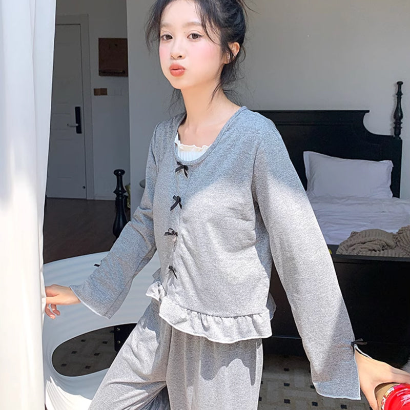 peplum gray room wear