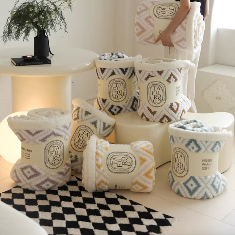 7color diamond boa blanket