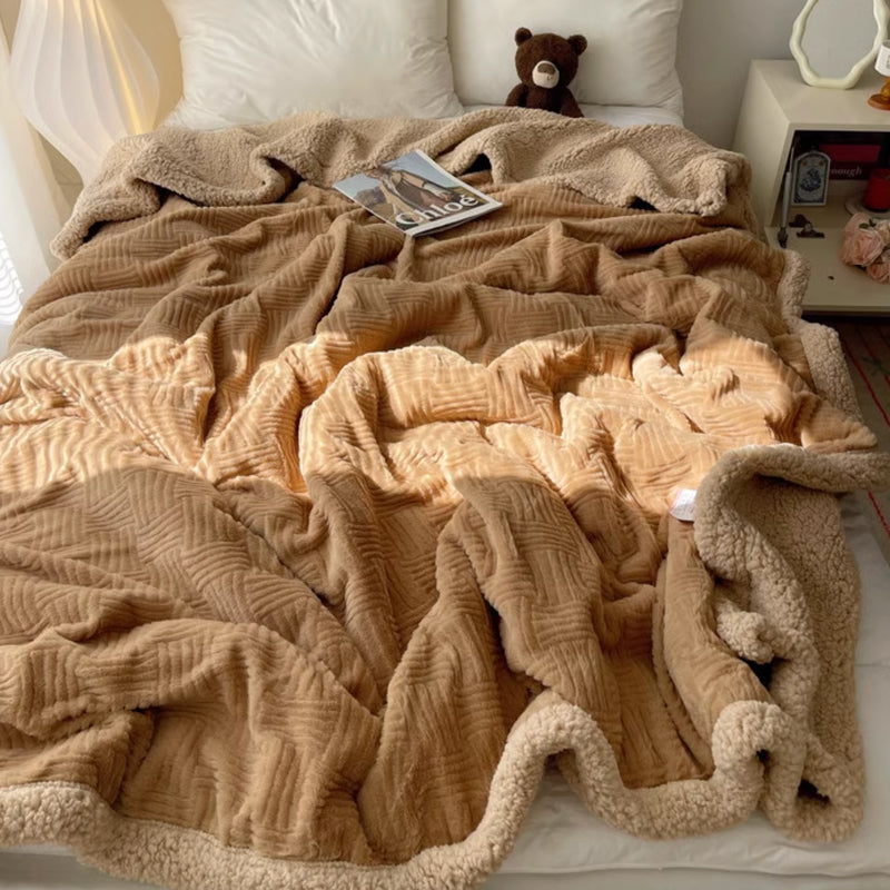 6color block tile boa blanket