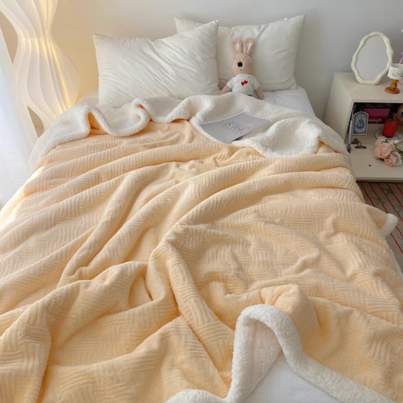 6color block tile boa blanket