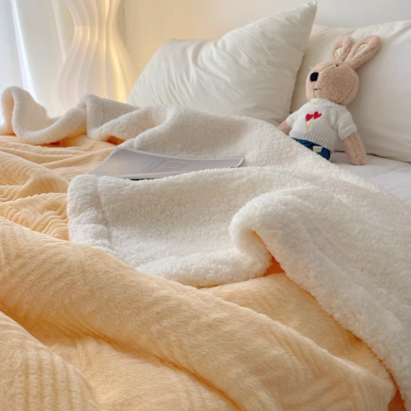 6color block tile boa blanket