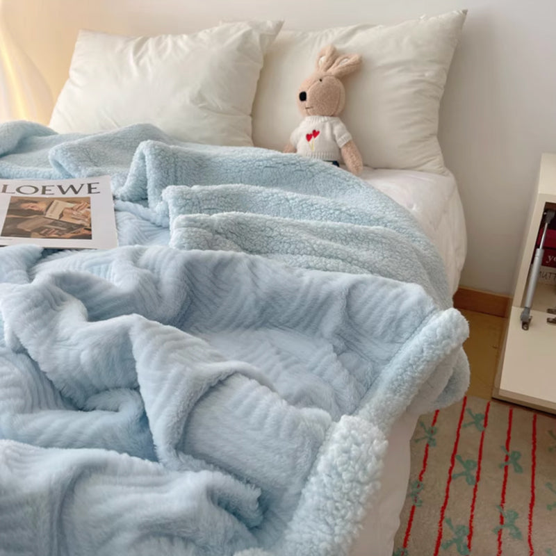 6color block tile boa blanket