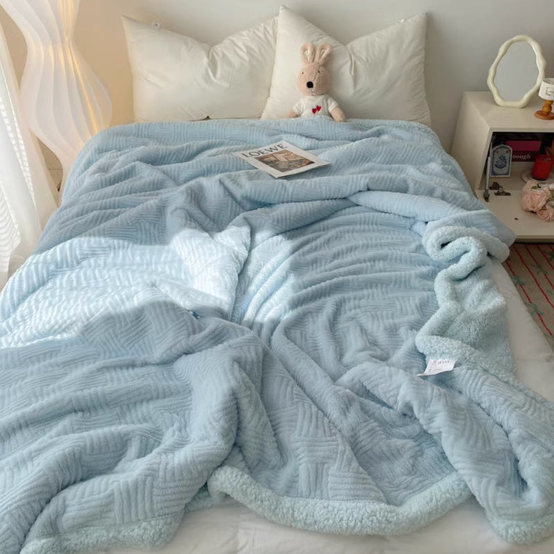6color block tile boa blanket