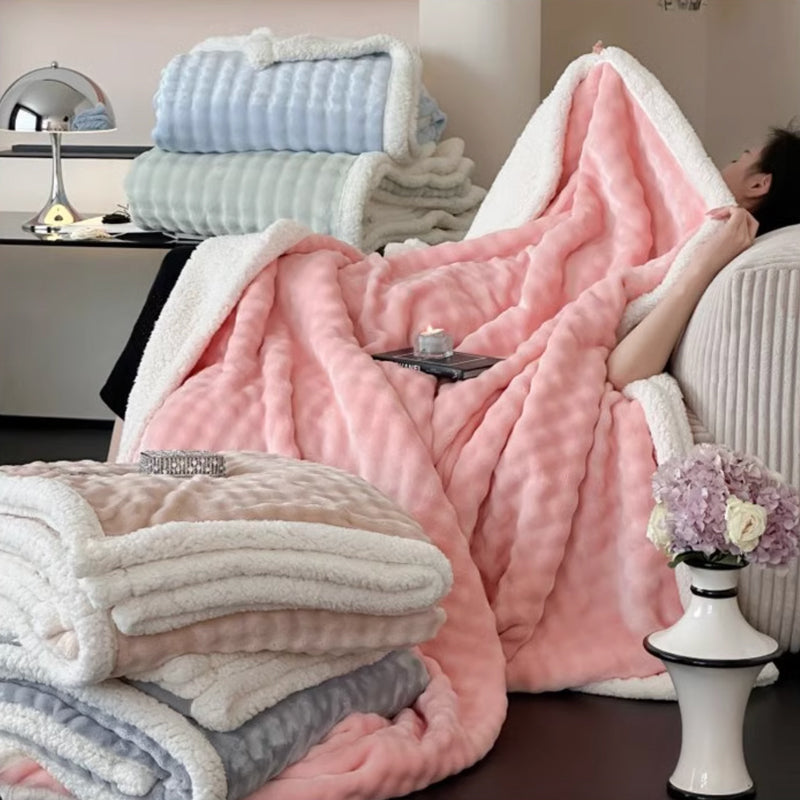 5color 3D boa blanket