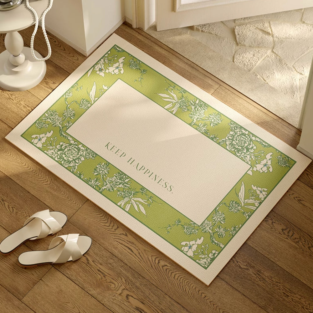 2type green botanical logo door mat