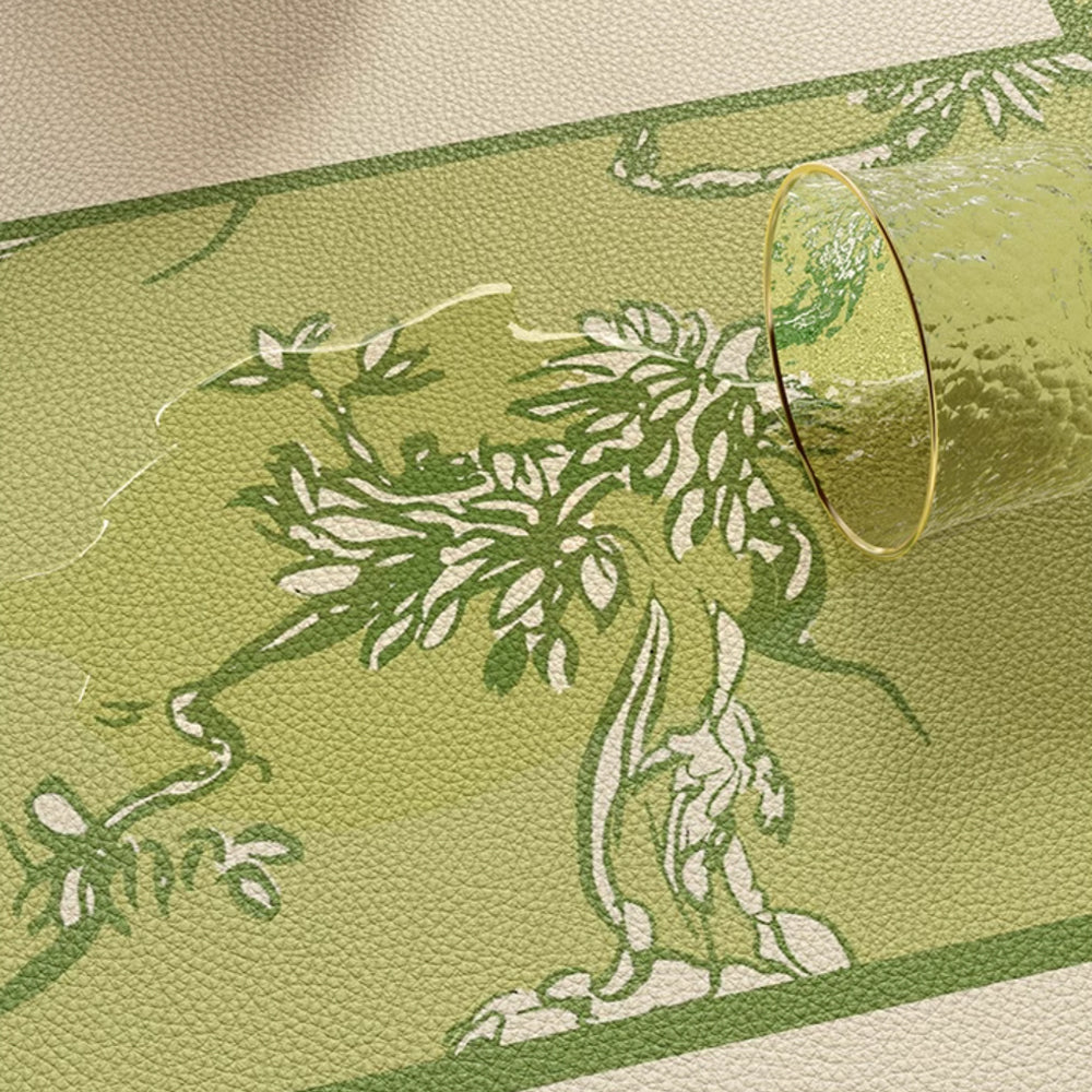 green botanical logo round table mat