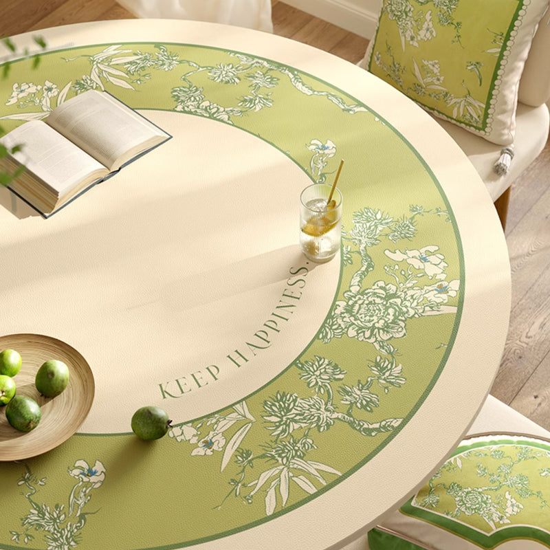 green botanical logo round table mat
