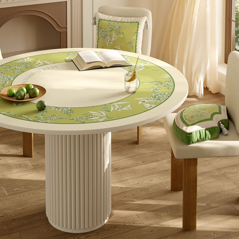 green botanical logo round table mat