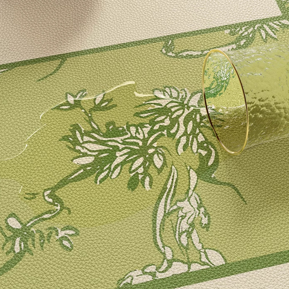 green botanical logo shelf mat