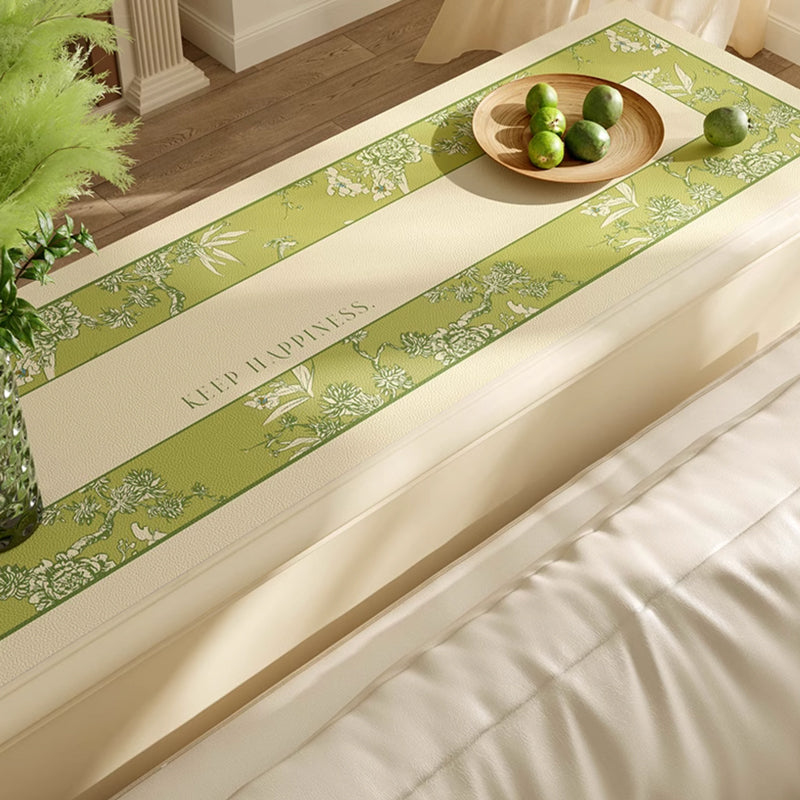 green botanical logo shelf mat