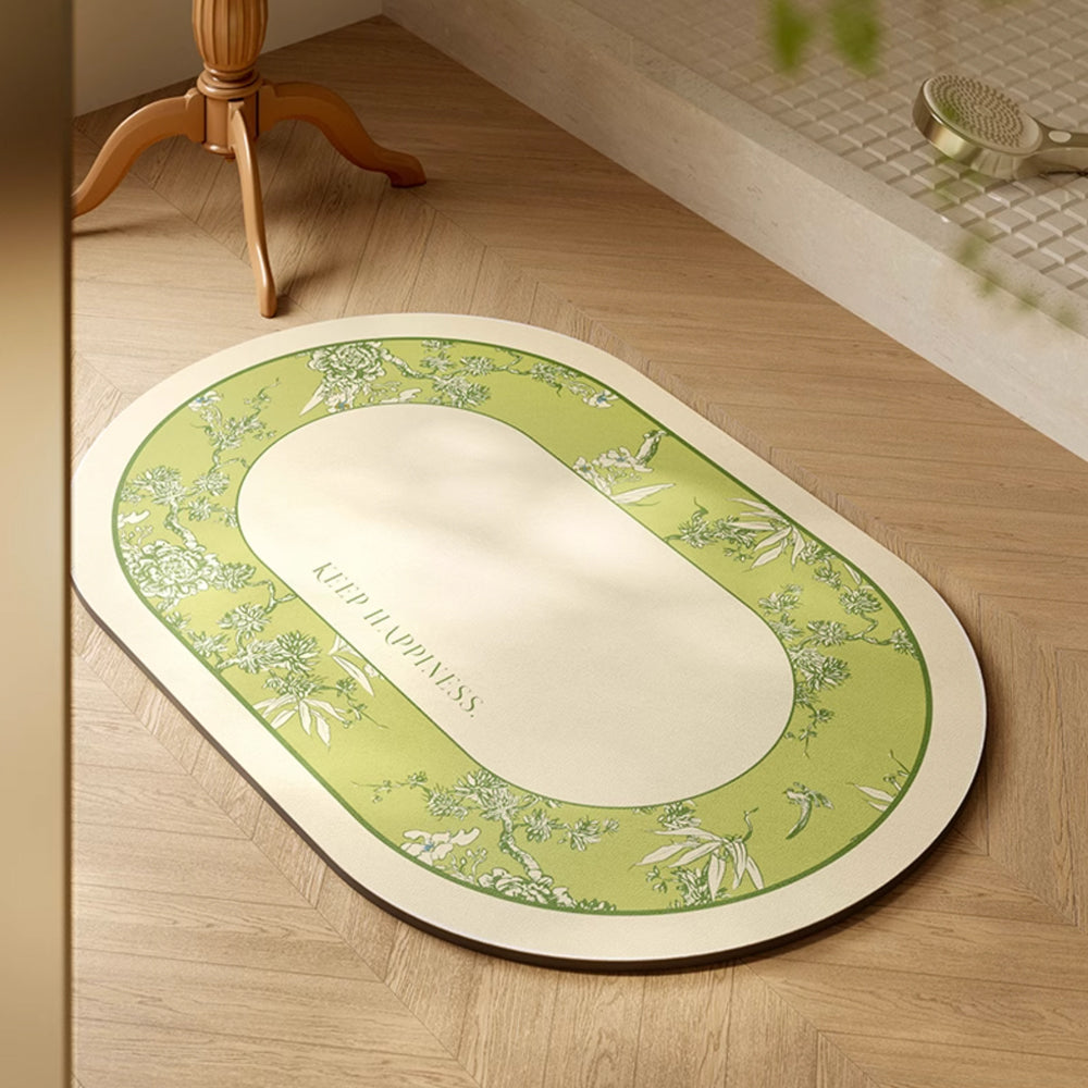 green botanical logo bath mat