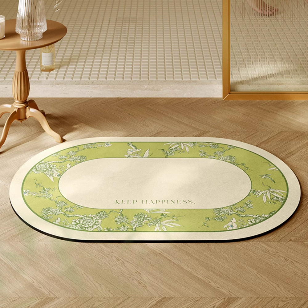green botanical logo bath mat