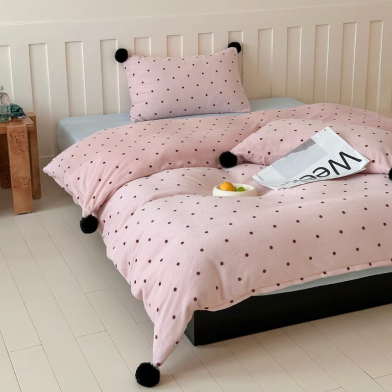 4color dot velvet bedlinen set