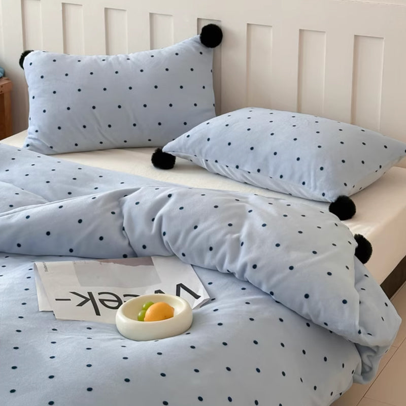 4color dot velvet bedlinen set