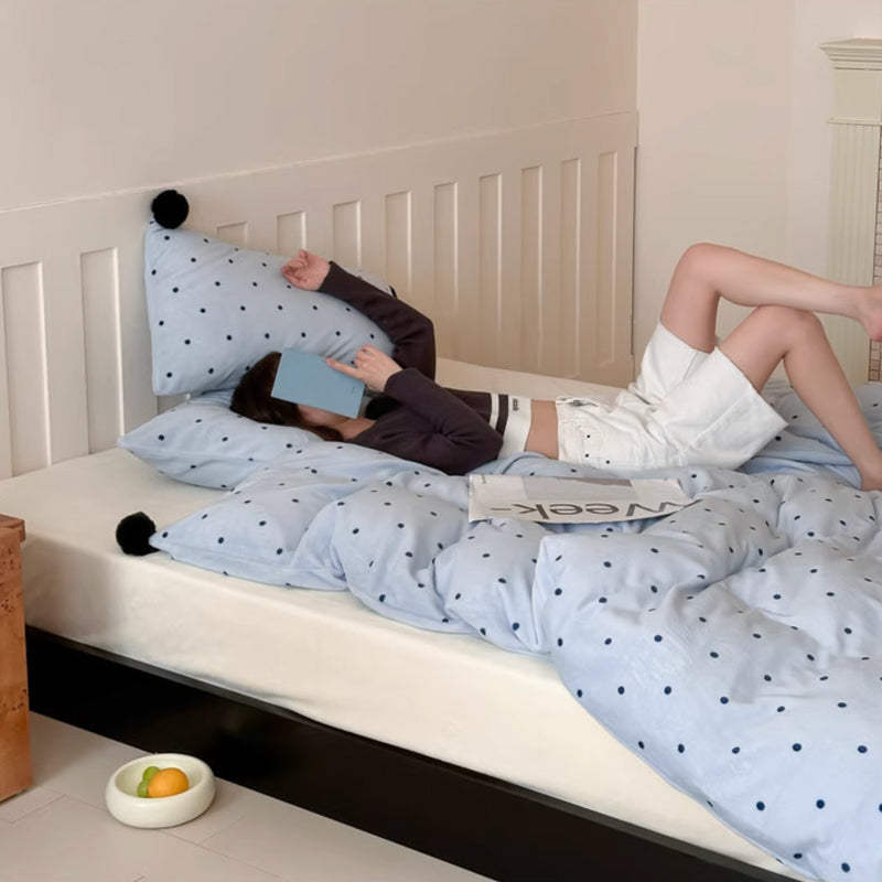 4color dot velvet bedlinen set