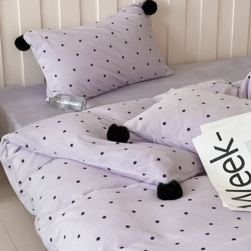 4color dot velvet bedlinen set