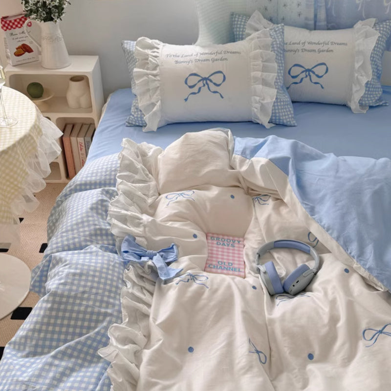 4color frill ribbon bedlinen set