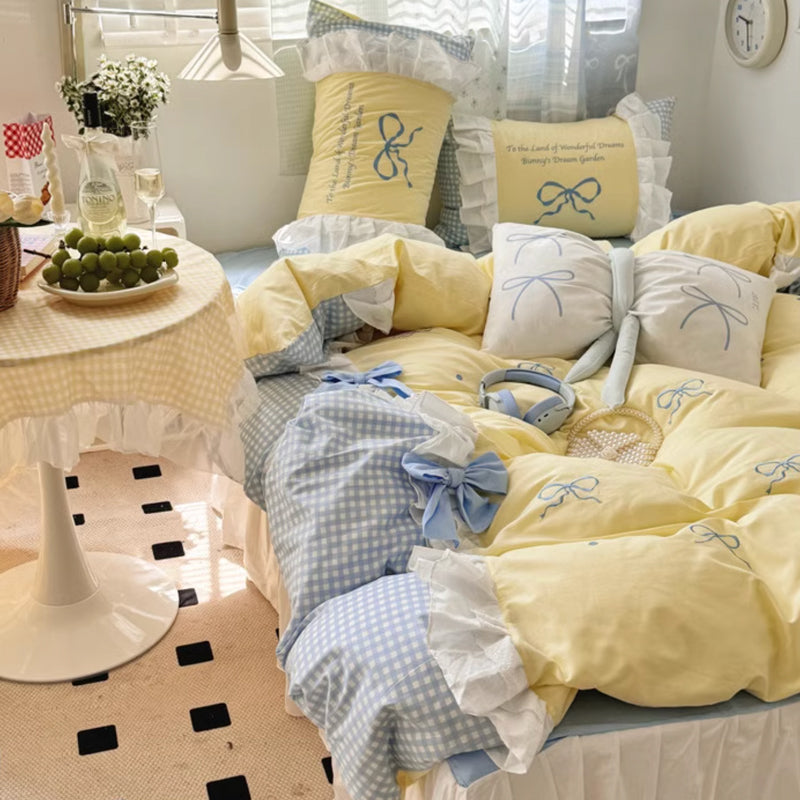 4color frill ribbon bedlinen set