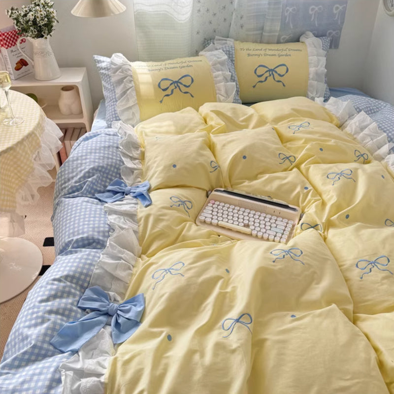4color frill ribbon bedlinen set